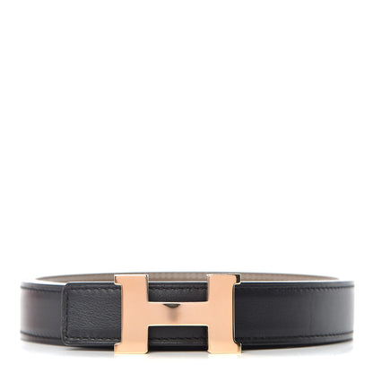 Hermes Swift Epsom 24mm Mini Constance H Belt 80 Black Etoupe 1 of 8