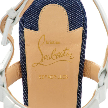 Christian Louboutin Calfskin Rope Denim Cataclou 140 Wedge Sandals 39 White Blue 5 of 8