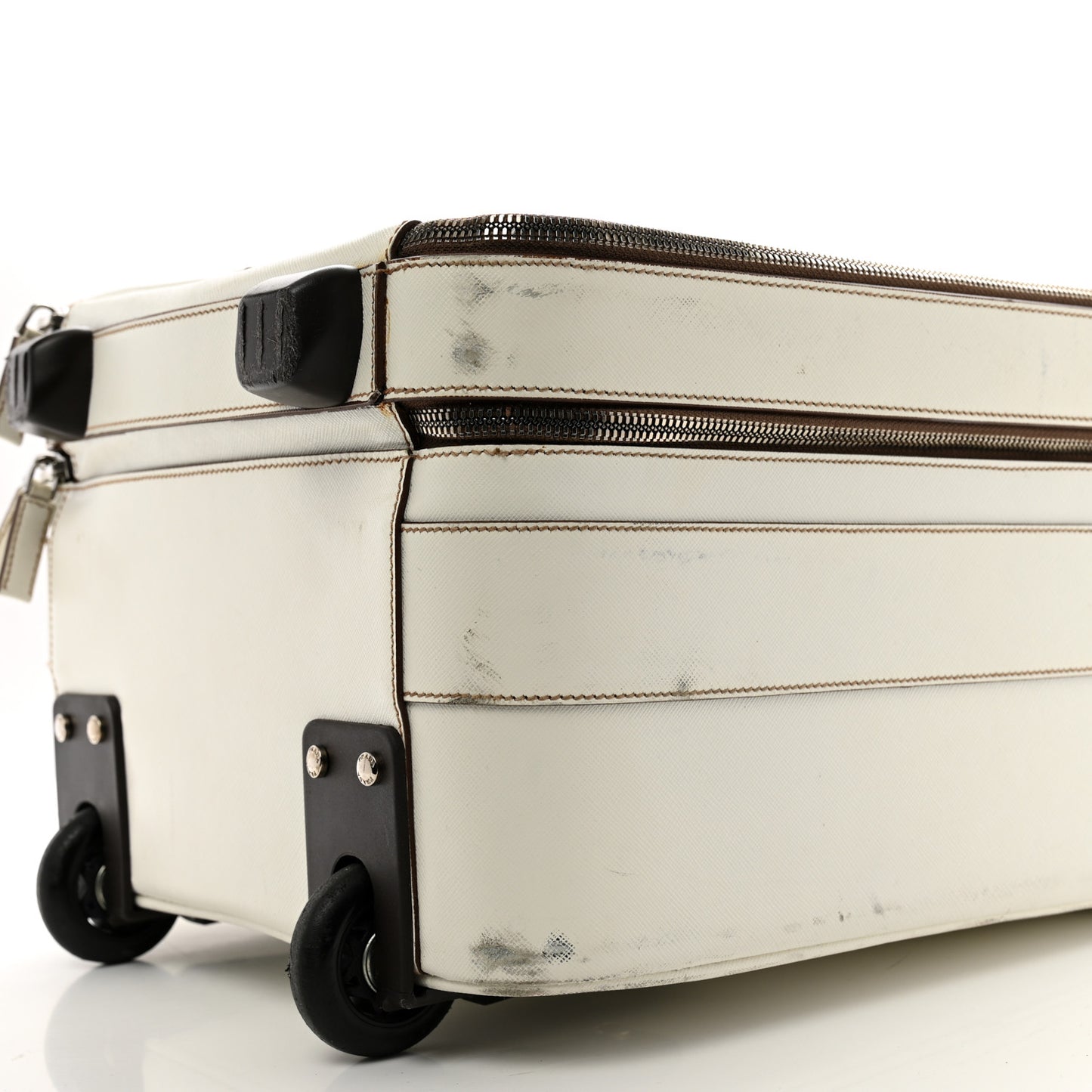 Saffiano Travel Trolley Luggage White