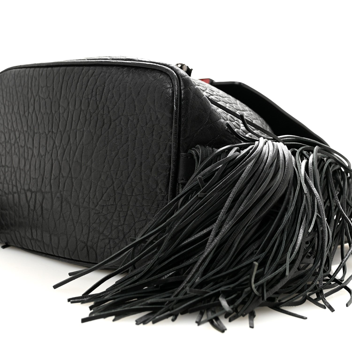 Christian Louboutin Pebbled Calfskin Fringe Lucky L Convertible Backpack Black 10 of 15