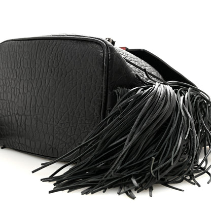 Christian Louboutin Pebbled Calfskin Fringe Lucky L Convertible Backpack Black 10 of 15