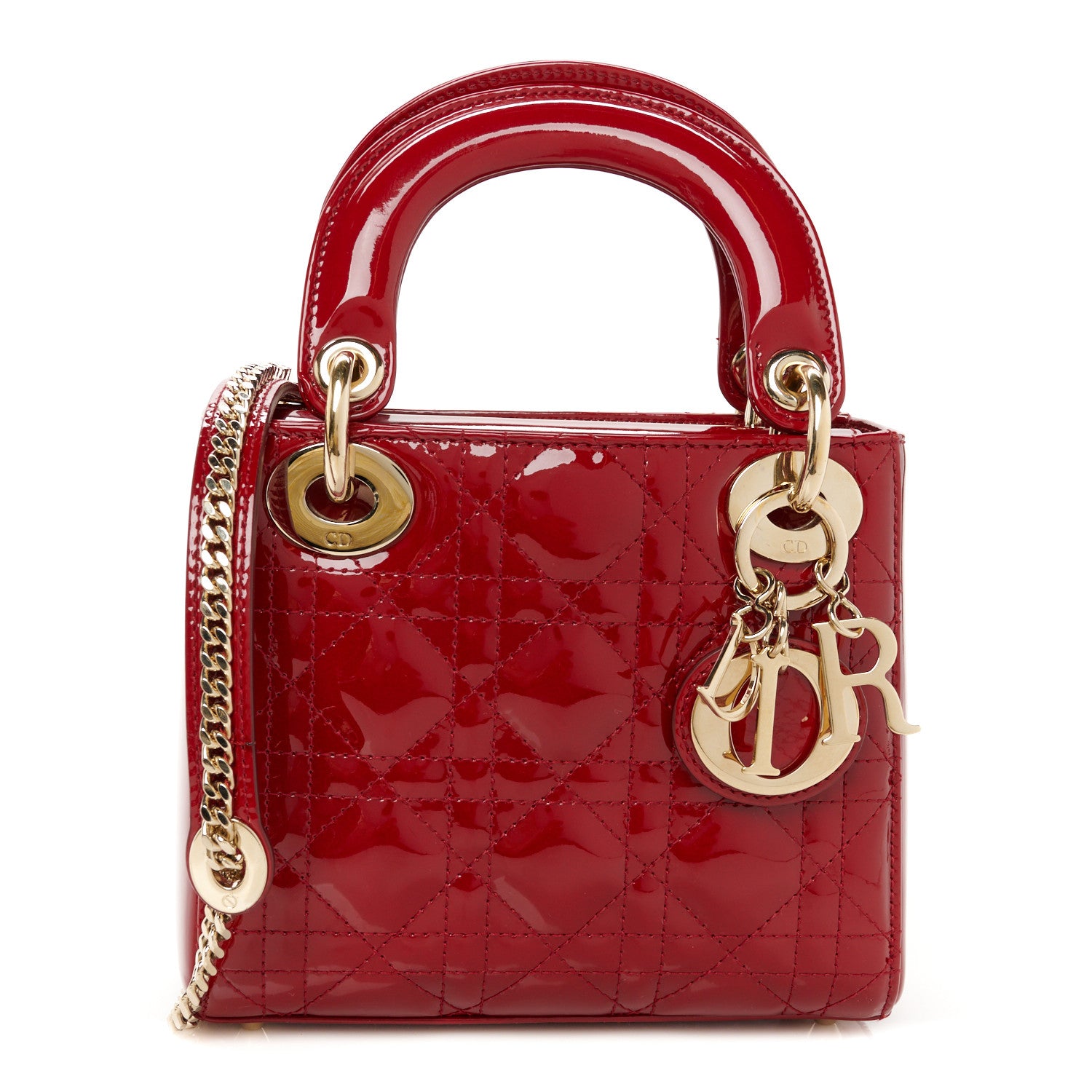 Christian Dior Patent Cannage Mini Lady Dior Red 1 of 10