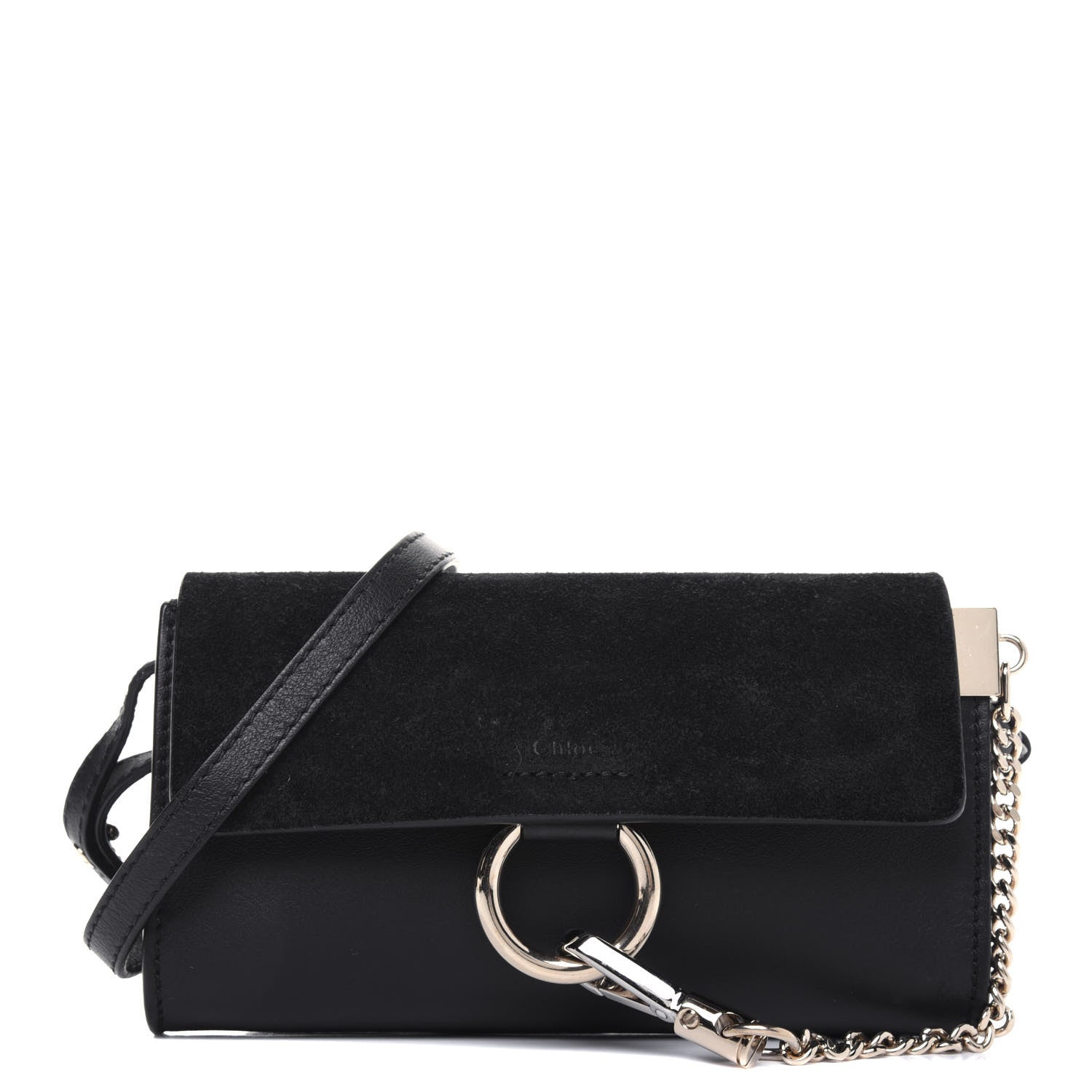Chloe Suede Calfskin Mini Faye Shoulder Bag Black 1 of 12