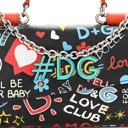 Dolce & Gabbana Dauphine Graffiti Print Mini Sicily Von Satchel Black Multicolor 8 of 10