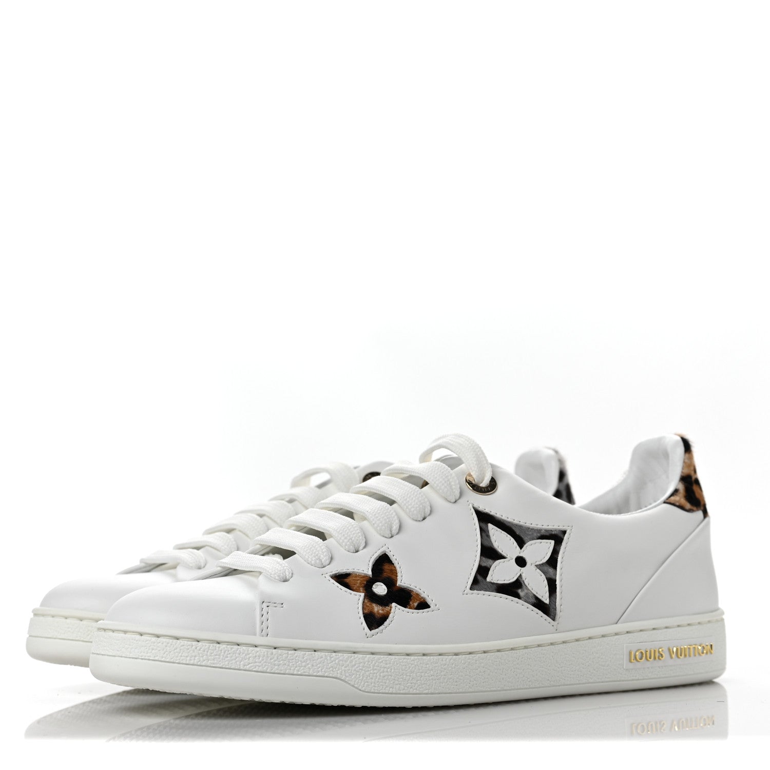 Louis Vuitton Calfskin Calf Hair Monogram Giant Jungle Frontrow Sneakers 39 White 3 of 7