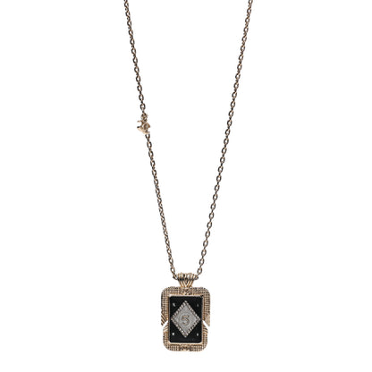 Chanel Metal Resin Enamel Crystal CC Necklace Gold Black White 1 of 7