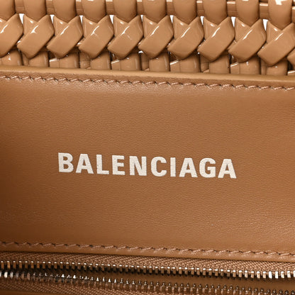 Balenciaga Varnished Faux Calfskin Braided XS Bistro Basket Beige 6 of 9