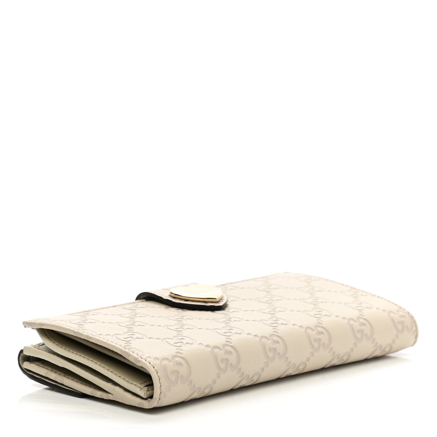 Guccissima Heart Continental Wallet Off White