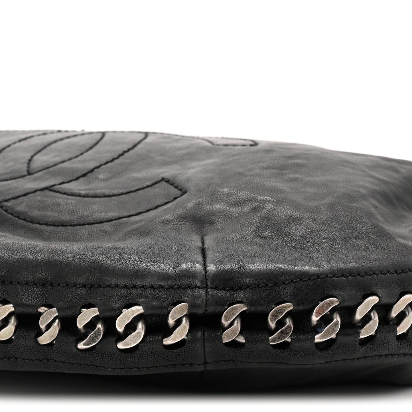 Calfskin Modern Chain Hobo Black