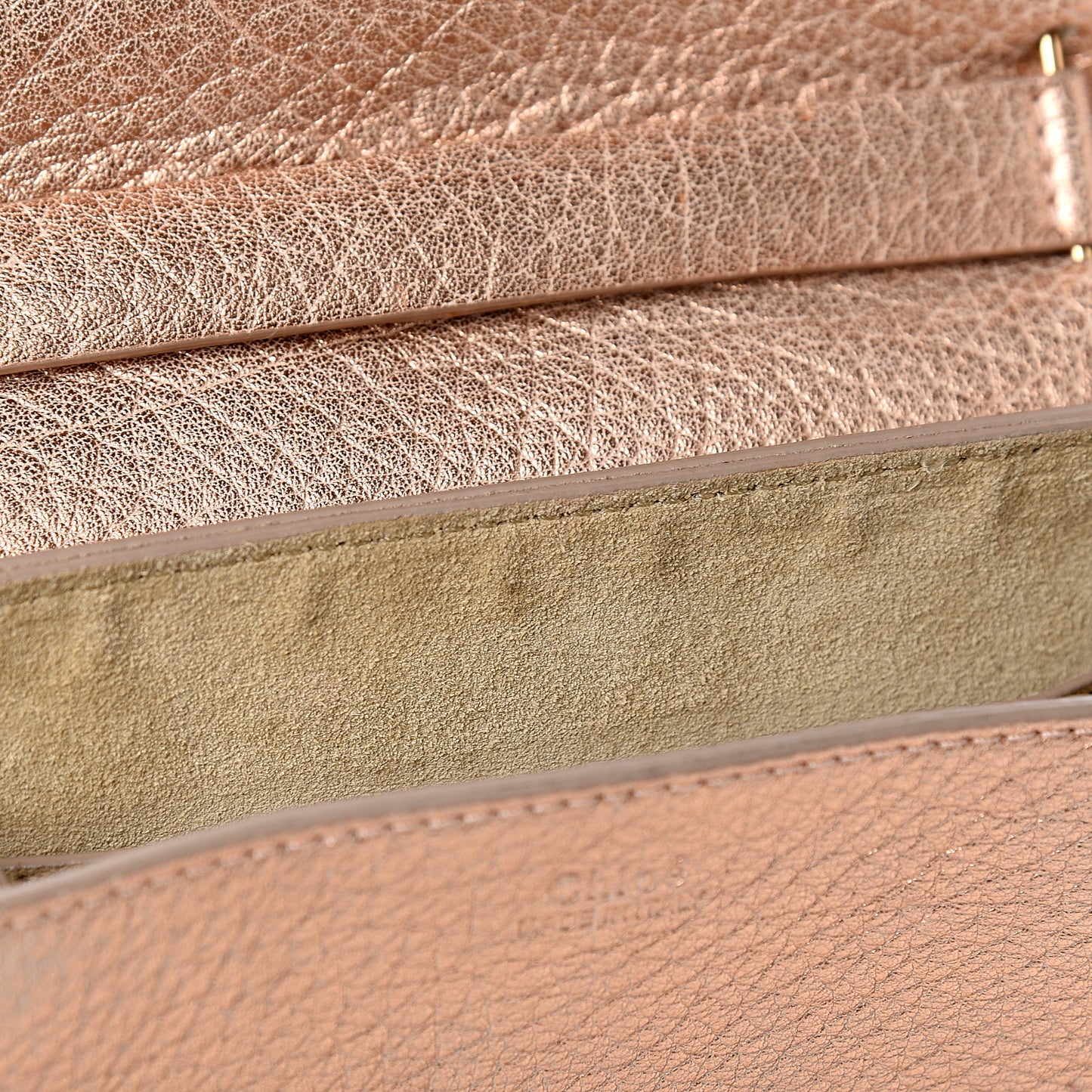Metallic Grained Goatskin Drew Shoulder Bag Rose Gold
