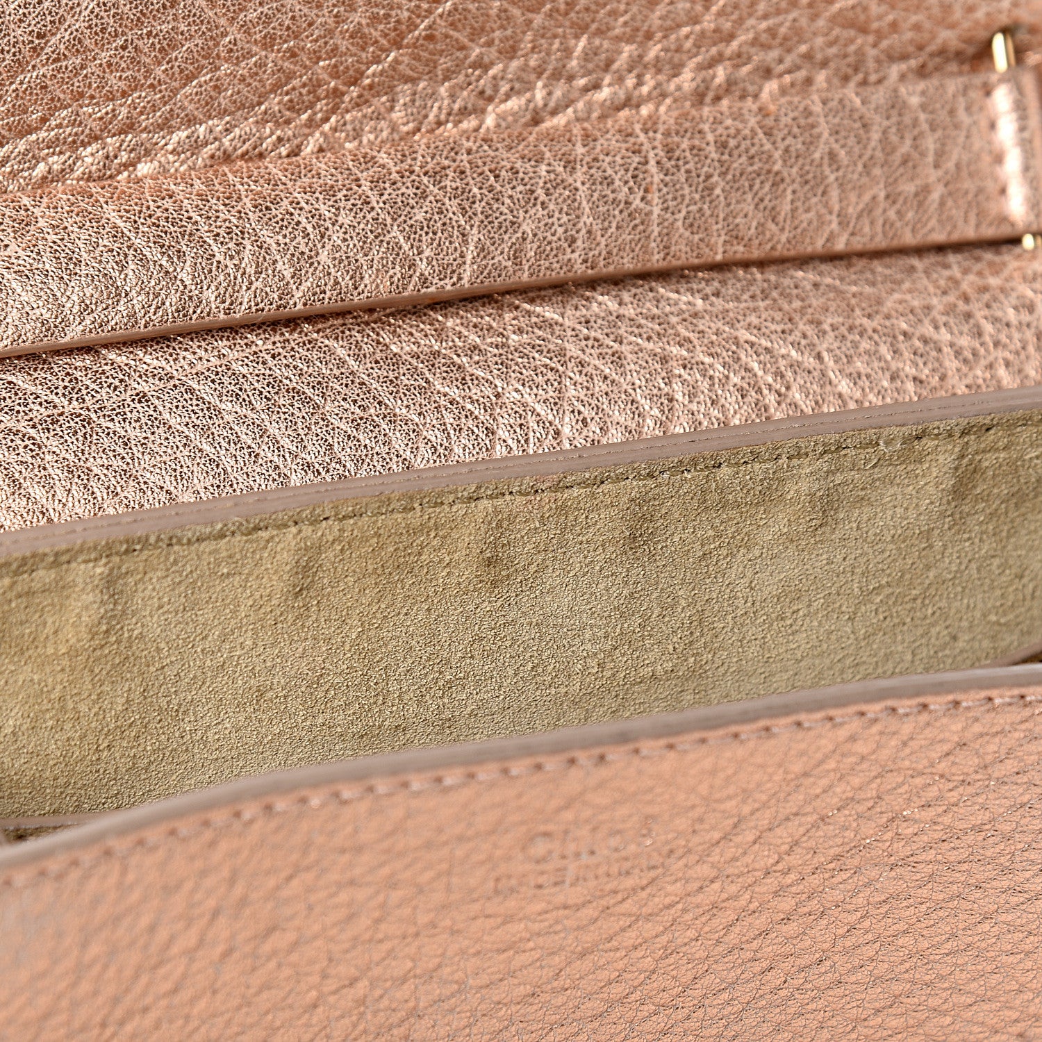 Chloe Metallic Grained Goatskin Drew Shoulder Bag Rose Gold 9 of 9