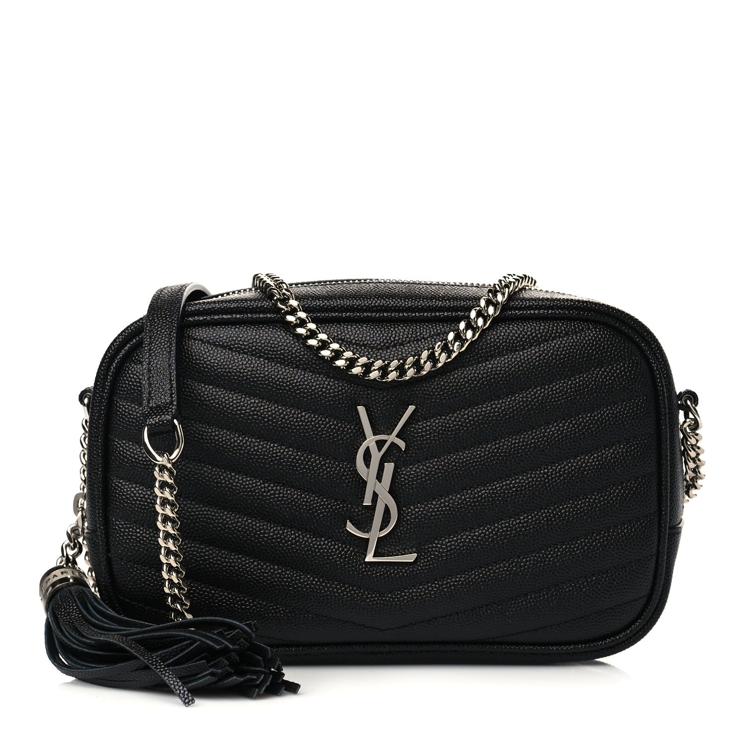 Saint Laurent Grain De Poudre Matelasse Monogram Mini Lou Camera Bag Black 1 of 6