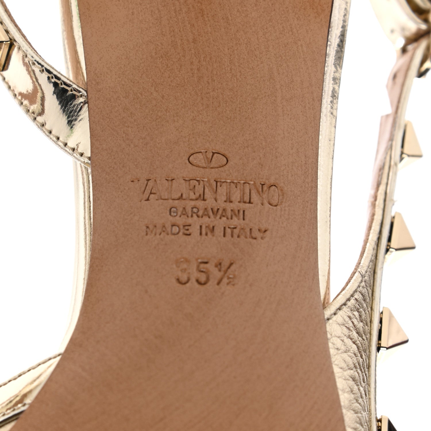 Valentino Garavani Metallic Pebbled Calfskin Rockstud Half D'Orsay Slingback 50mm Pumps 35.5 Platino 6 of 10