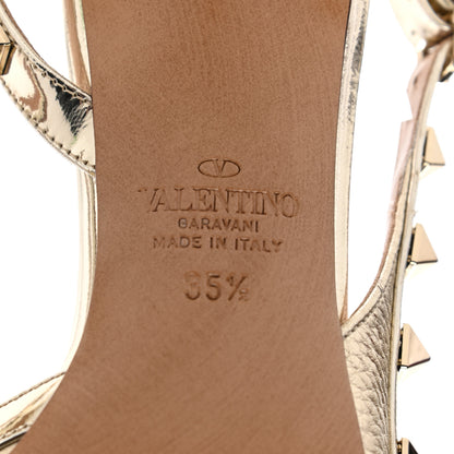Valentino Garavani Metallic Pebbled Calfskin Rockstud Half D'Orsay Slingback 50mm Pumps 35.5 Platino 6 of 10