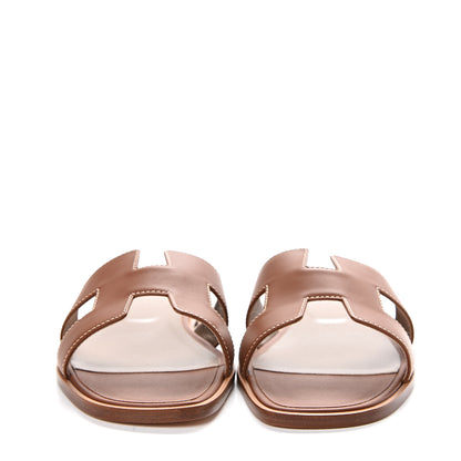 Hermes Box Calfskin Oran Sandals 39 Gold 2 of 9