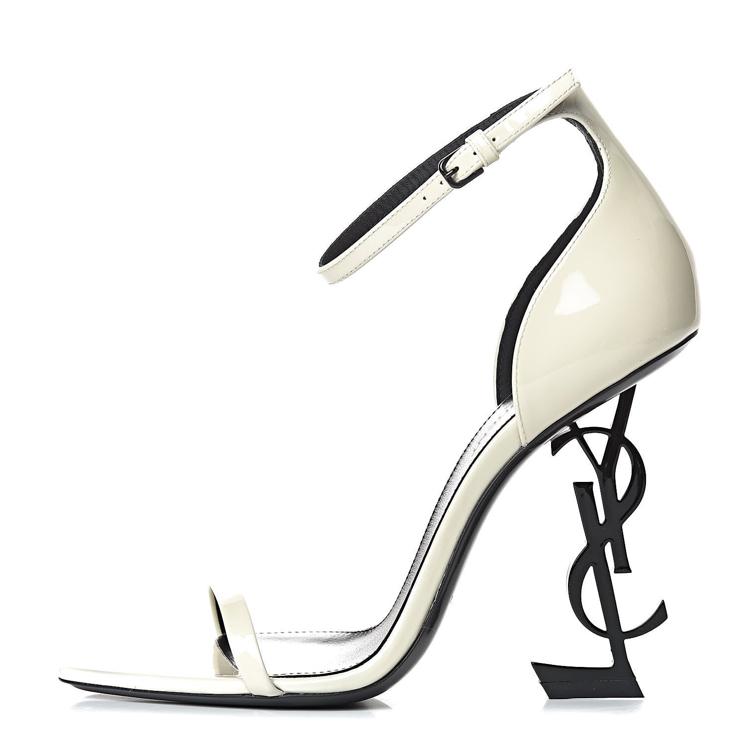 Saint Laurent Patent Calfskin Opyum Sandals 38 Neutro 1 of 9