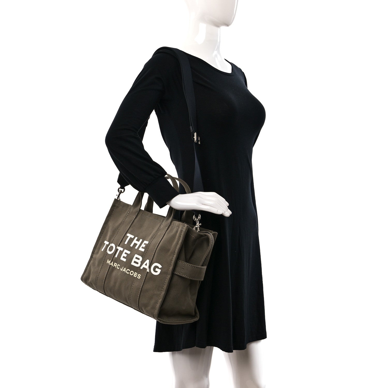 Marc Jacobs Cotton Canvas Medium The Traveler Tote Bag Slate Green 2 of 8