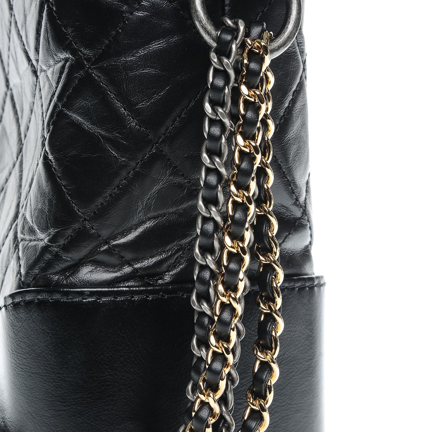 Aged Calfskin Quilted Medium Gabrielle Hobo Black
