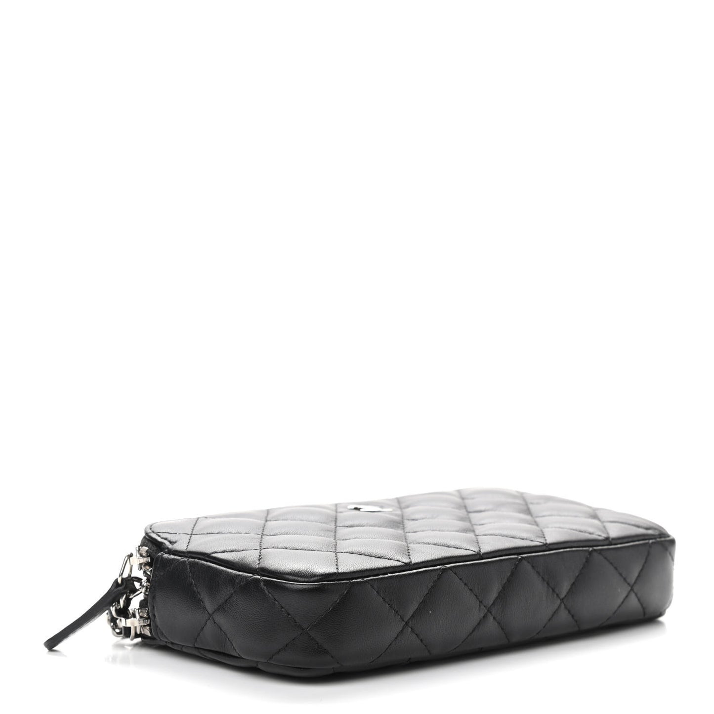 Lambskin Quilted Small Clutch With Chain Black