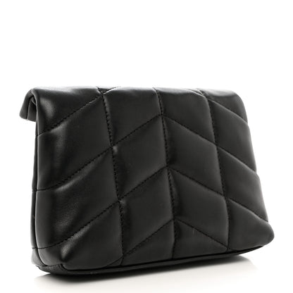 Saint Laurent Lambskin Monogram Loulou Puffer Pouch Clutch Black 4 of 13