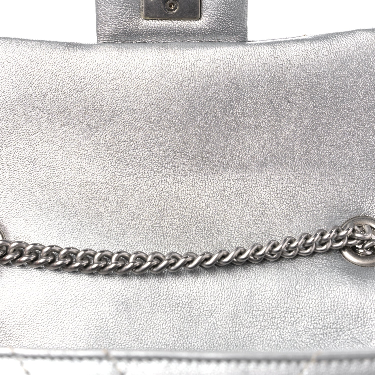 Chanel Metallic Lambskin Chevron Quilted Studded Extra Mini Flap Silver 11 of 13