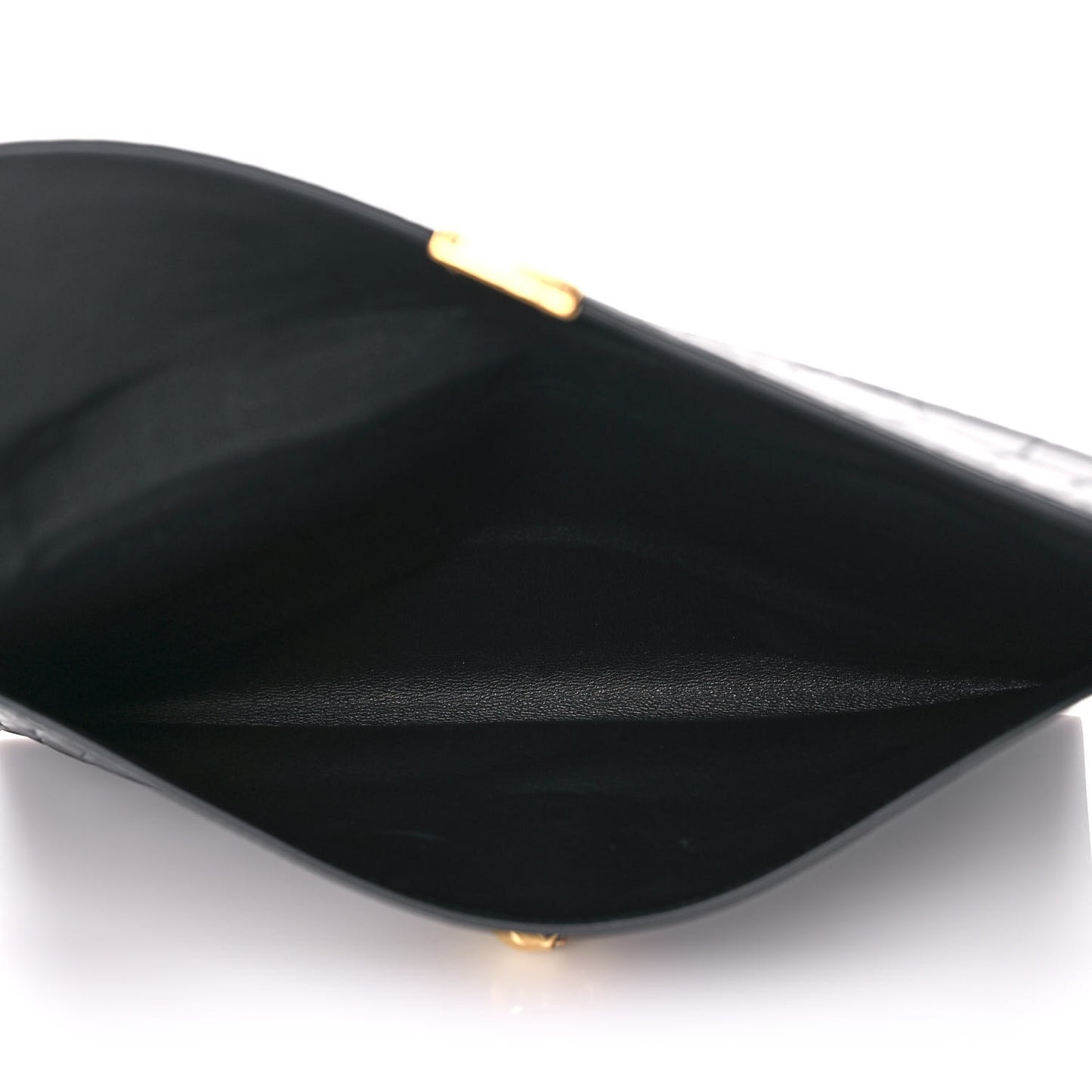 Calfskin Crocodile Embossed Skull Envelope Clutch Black