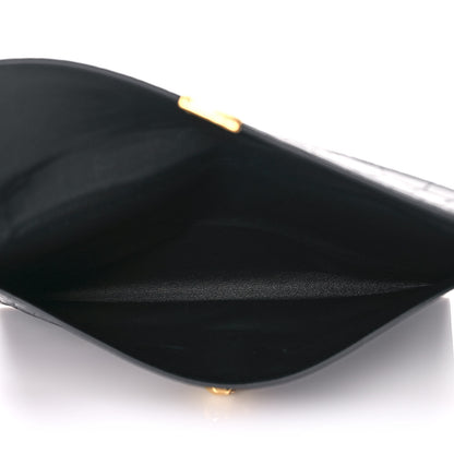 Alexander McQueen Calfskin Crocodile Embossed Skull Envelope Clutch Black 5 of 8