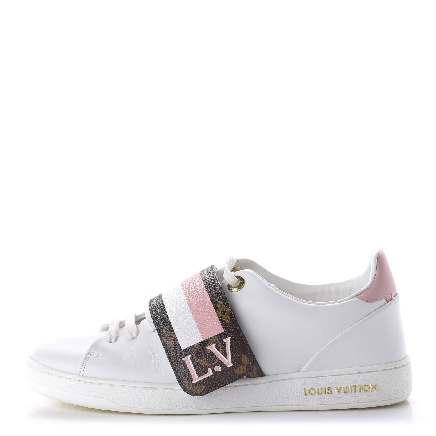 Louis Vuitton Calfskin Monogram Striped Frontrow Sneakers 39 White 1 of 8