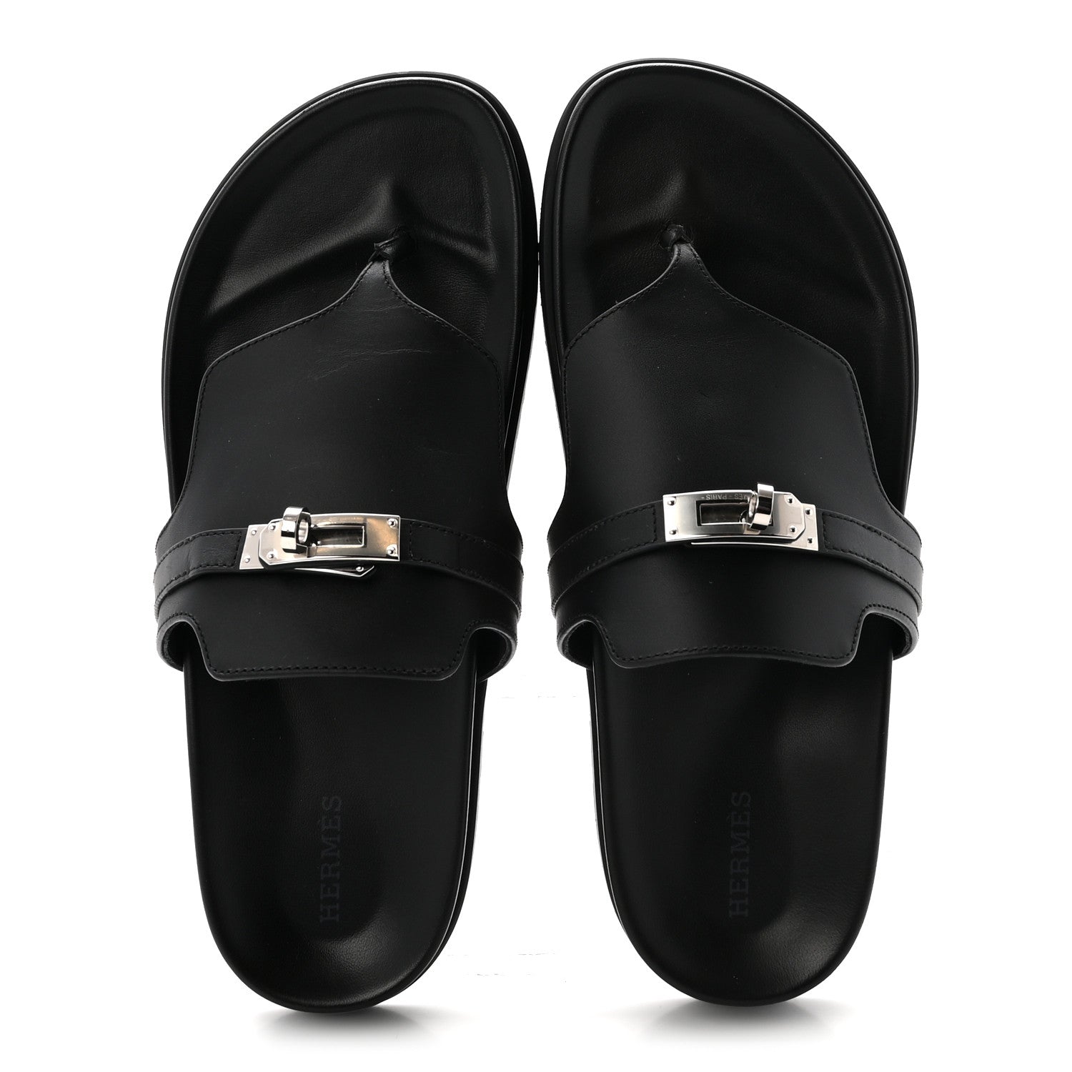 Hermes Calfskin Womens Empire Sandals 40 Black 2 of 9