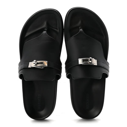 Hermes Calfskin Womens Empire Sandals 40 Black 2 of 9