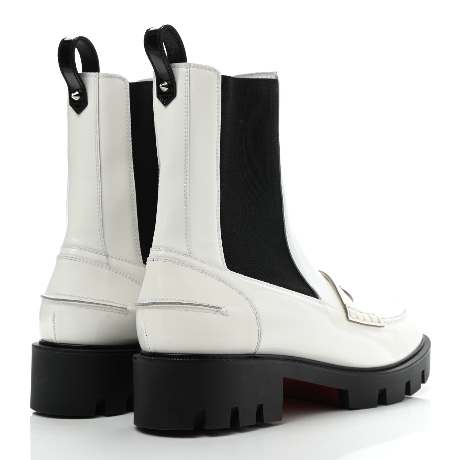 Christian Louboutin Patent Montezu Lug Chelsea Boots 40 White 4 of 8
