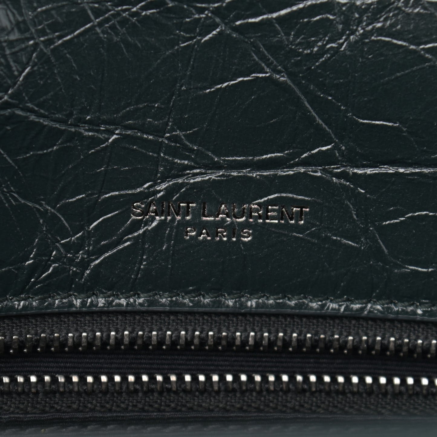 Crinkled Calfskin Matelasse Monogram Medium Niki Chain Satchel Dark Green