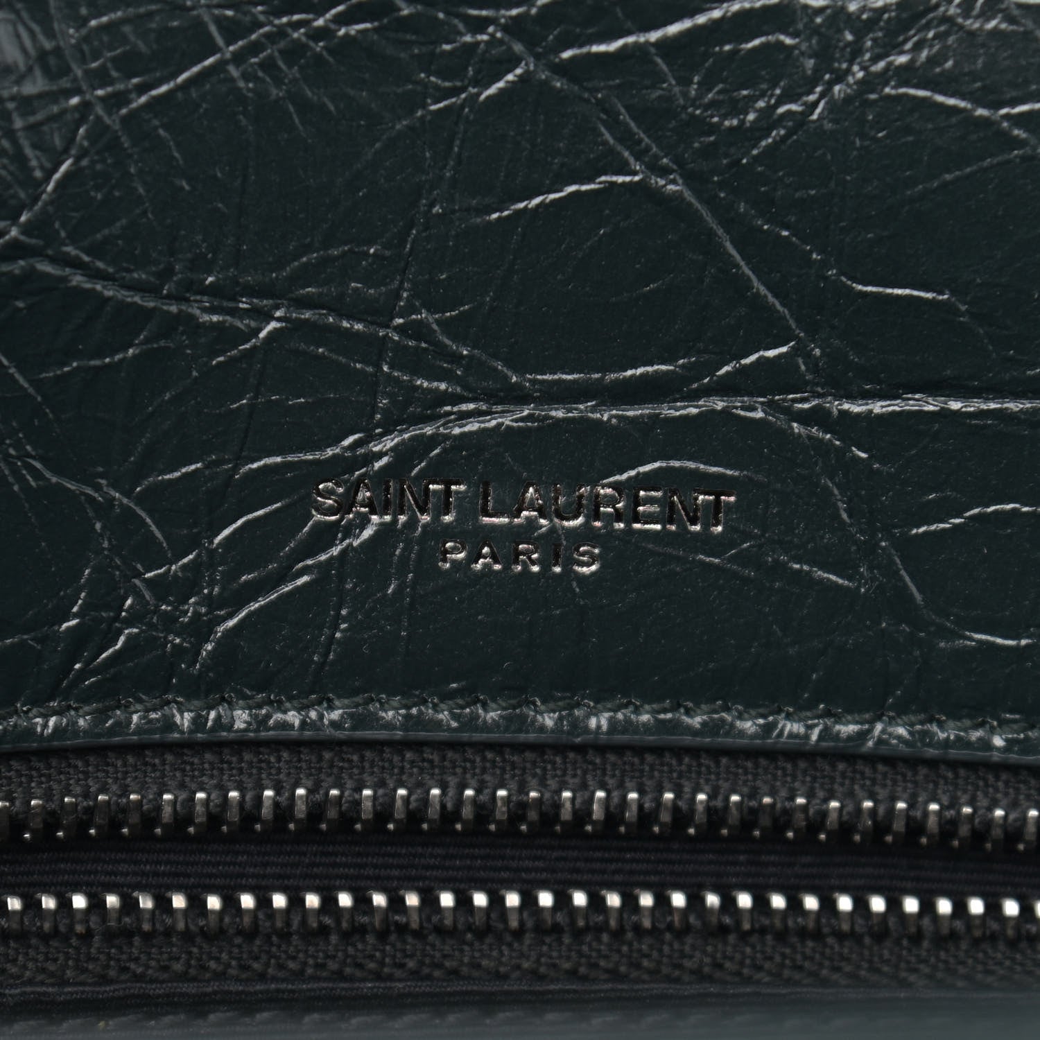 Saint Laurent Crinkled Calfskin Matelasse Monogram Medium Niki Chain Satchel Dark Green 7 of 12