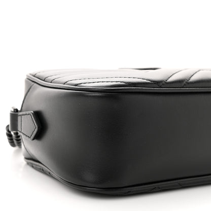 Gucci Calfskin Matelasse Monochrome Small GG Marmont Chain Shoulder Bag Black 9 of 10