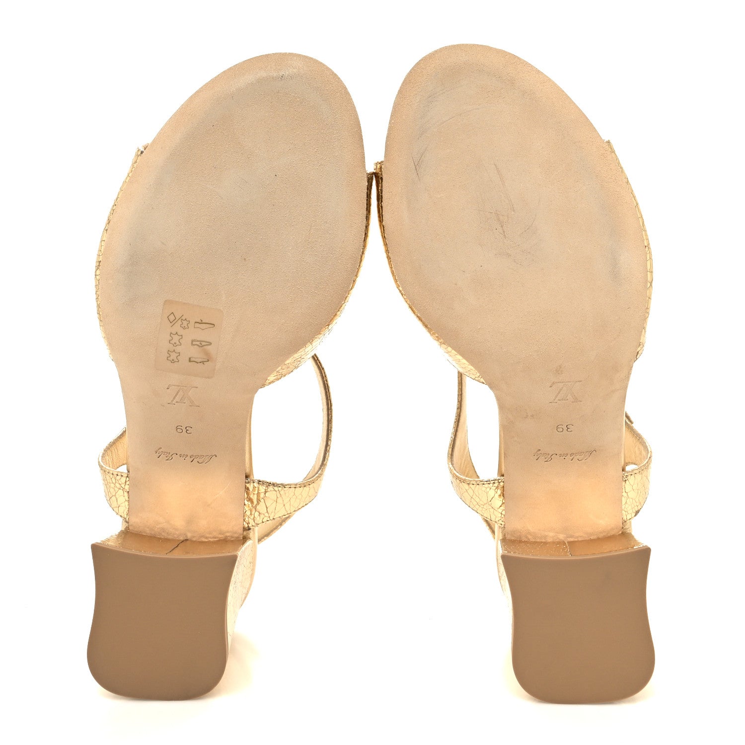 Louis Vuitton Metallic Crinkled Calfskin LV Edge Sandals 39 Gold 5 of 8