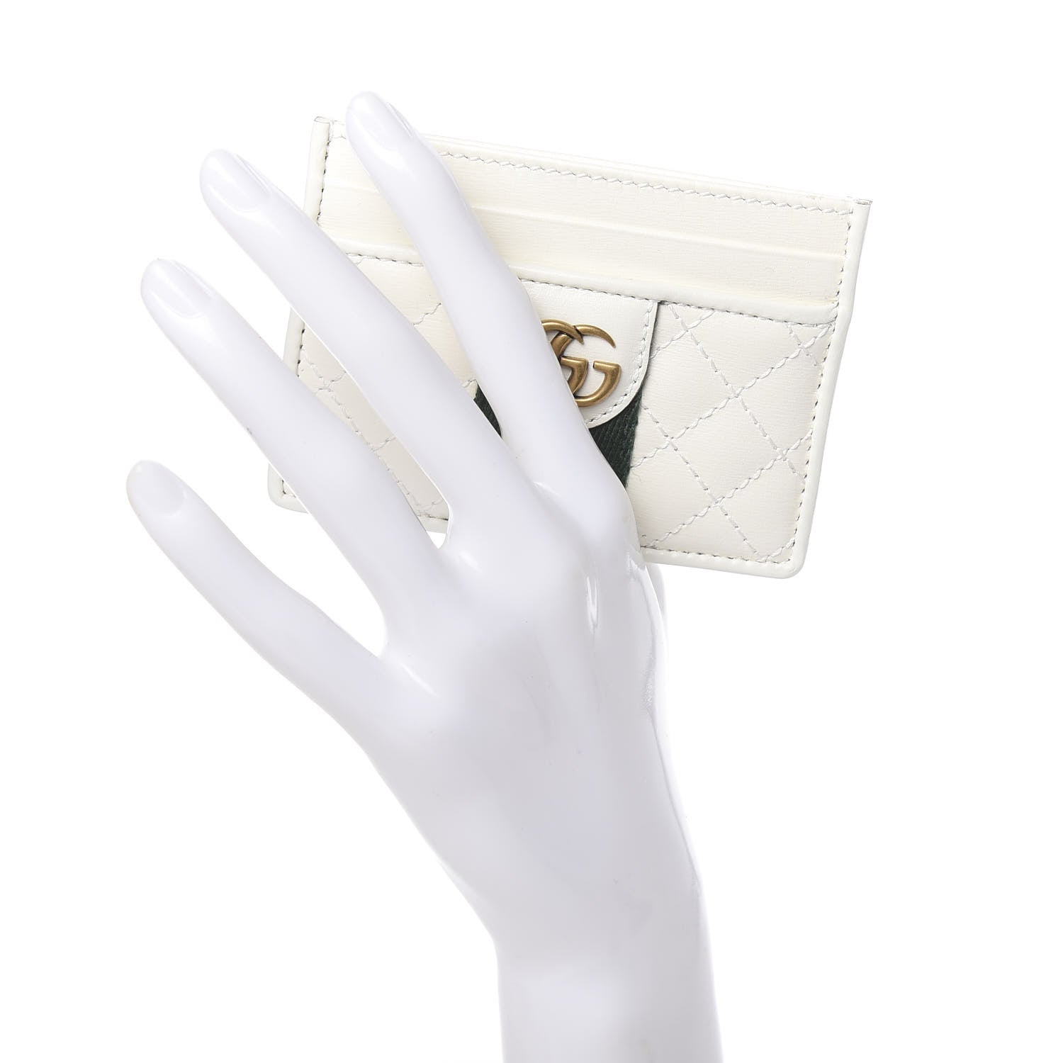 Gucci Calfskin Web Stitched Ophidia Card Holder Off White 2 of 7
