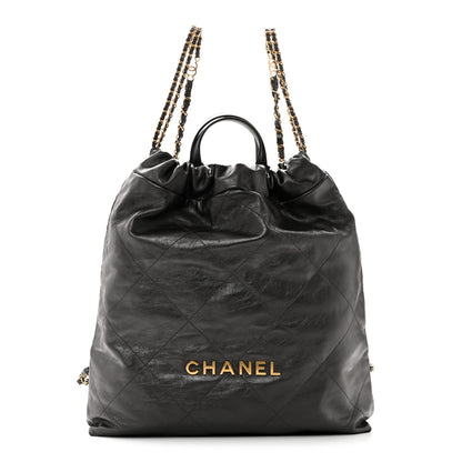 Chanel Shiny Calfskin Quilted Chanel 22 Backpack Grey 1 of 10