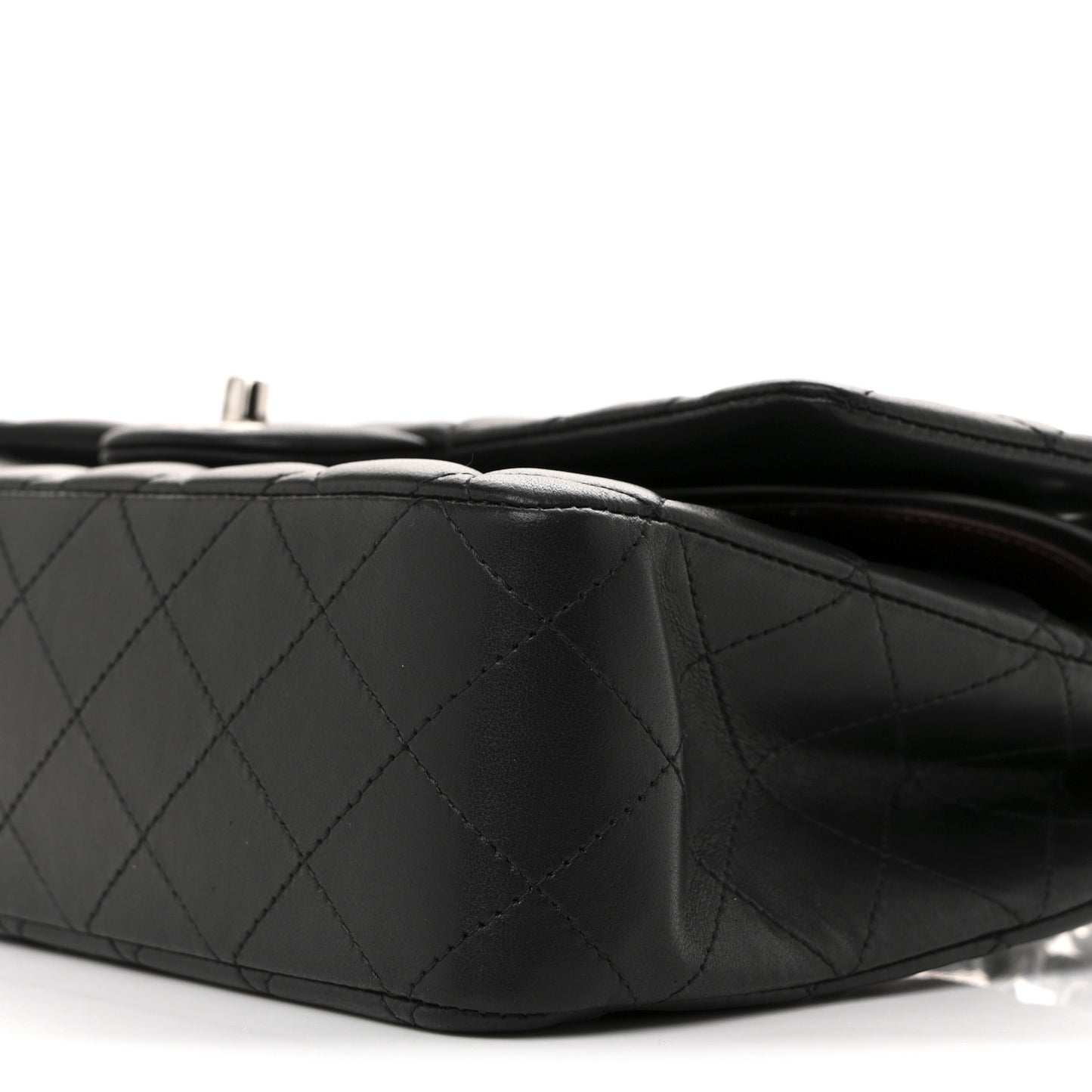Lambskin Quilted Medium Double Flap Black