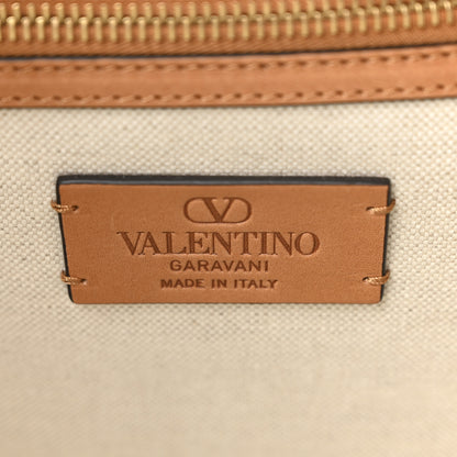 Valentino Garavani Jacquard Canvas Flower Vlogo Large Antibes Tote Ivory Navy Natural 7 of 10