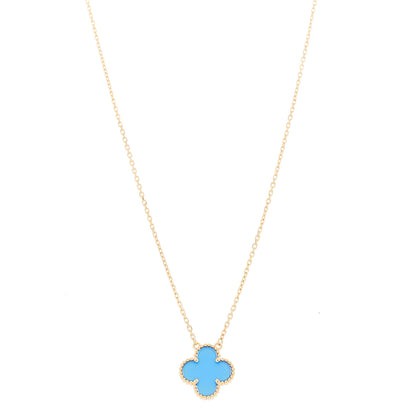 Van Cleef & Arpels VAN CLEEF &amp; ARPELS 18K Yellow Gold Blue Agate Vintage Alhambra Pendant Necklace 1 of 6