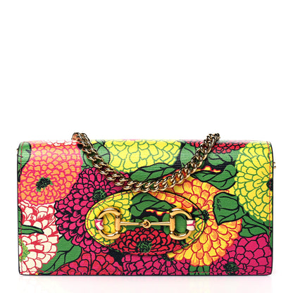 Gucci X KEN SCOTT Shangai Calfskin Pomponica Print Horsebit 1955 Wallet On Chain Multicolor Fuxia Pompon 1 of 9