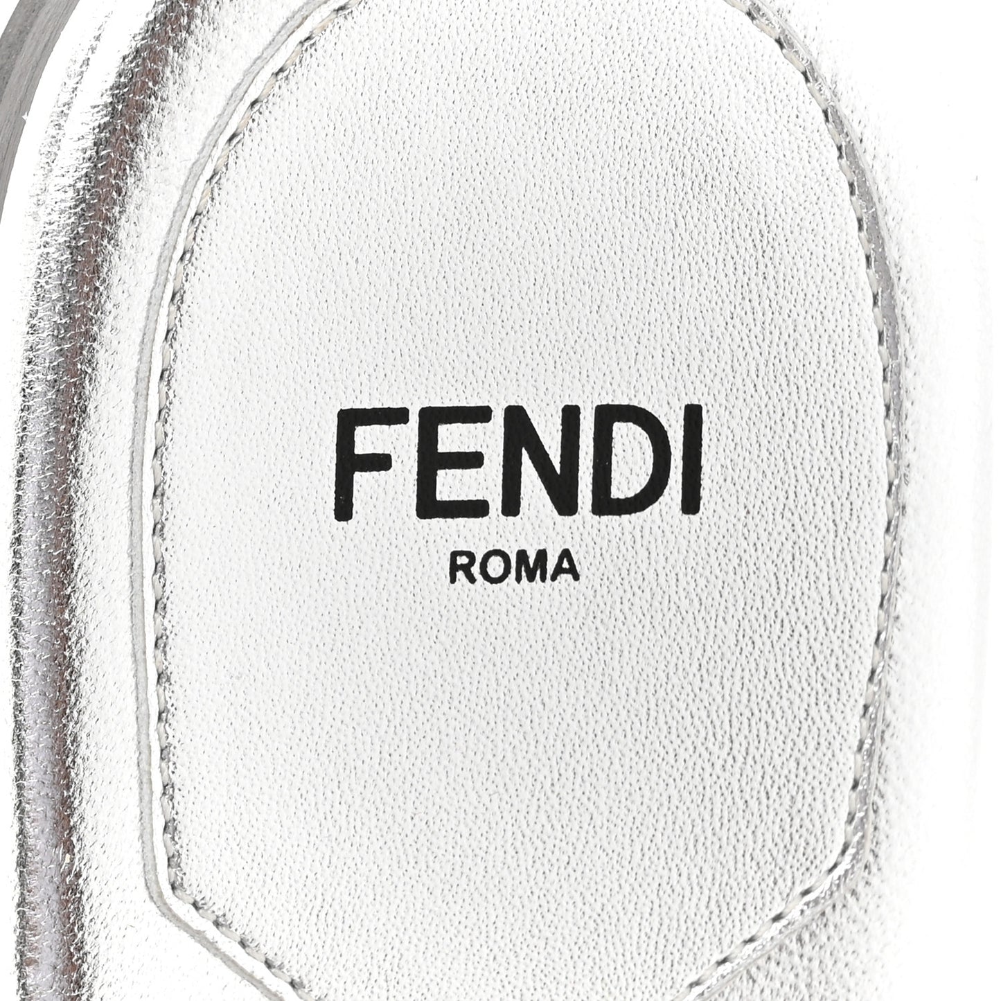 Laminated Goatskin Baguette Crystal Embroidered Signature Flat Slide Sandals 39.5 Silver