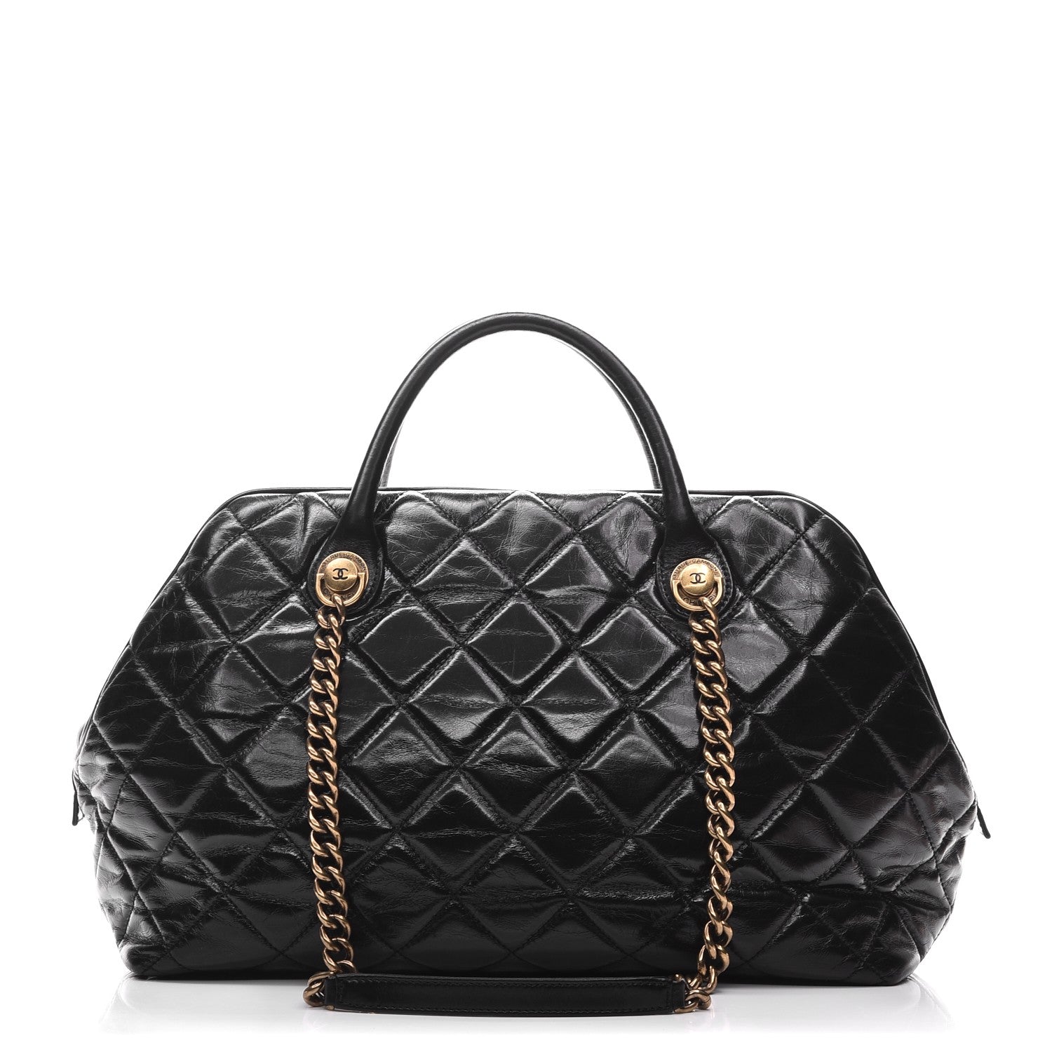 Chanel Glazed Calfskin Castle Rock Bowling Bag Black 1 of 12