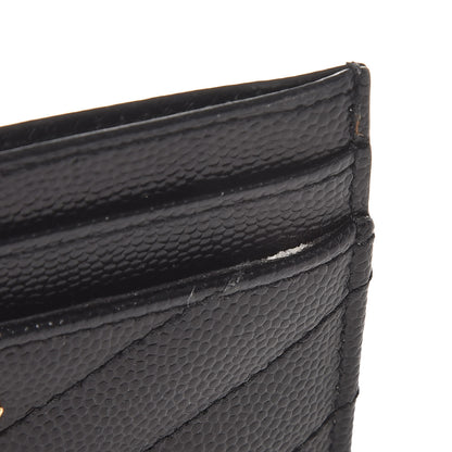Saint Laurent Grain De Poudre Matelasse Chevron Monogram Credit Card Case Black 9 of 9