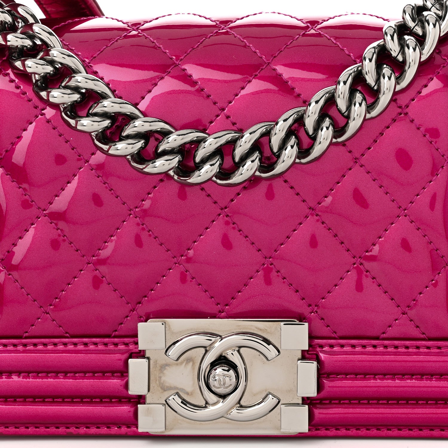 Chanel Metallic Patent Calfskin Quilted Small Boy Flap Pink 8 of 10