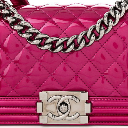 Chanel Metallic Patent Calfskin Quilted Small Boy Flap Pink 8 of 10