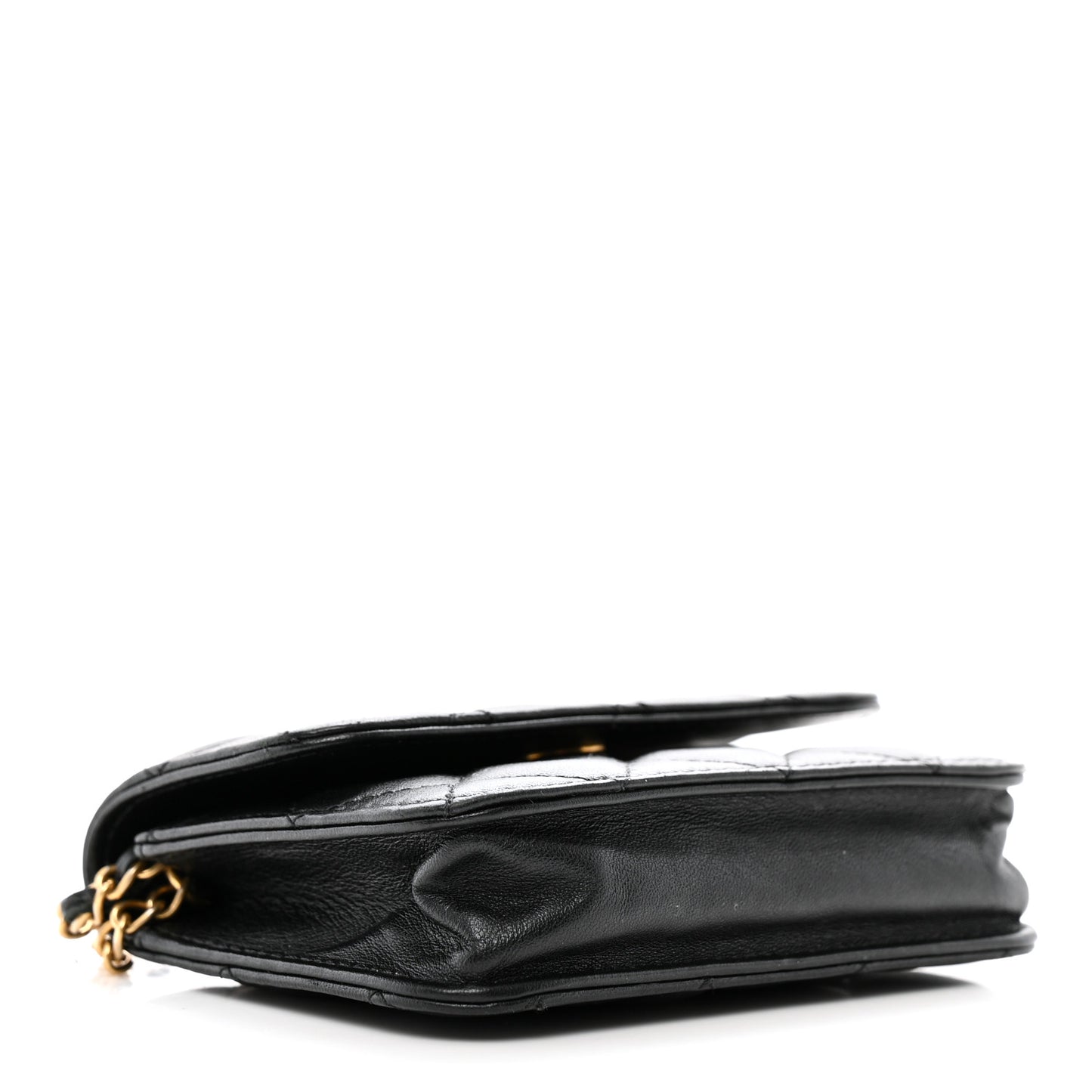 Lambskin Quilted CC Enamel Mini Belt Bag Black