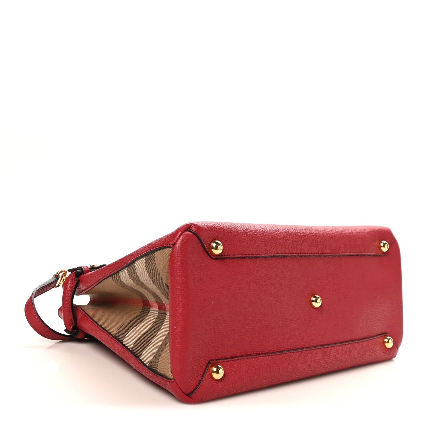 Burberry Derby Calfskin House Check Medium Banner Tote Russet Red 4 of 9