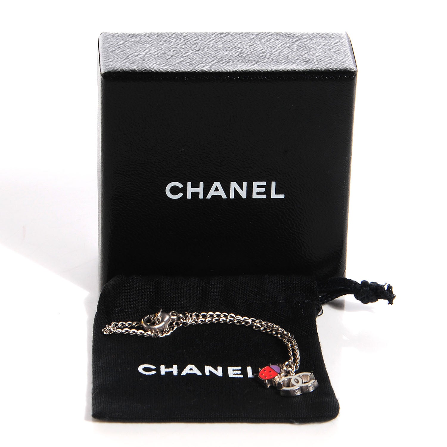 Chanel Enamel Ladybug CC Charm Bracelet Silver 3 of 5
