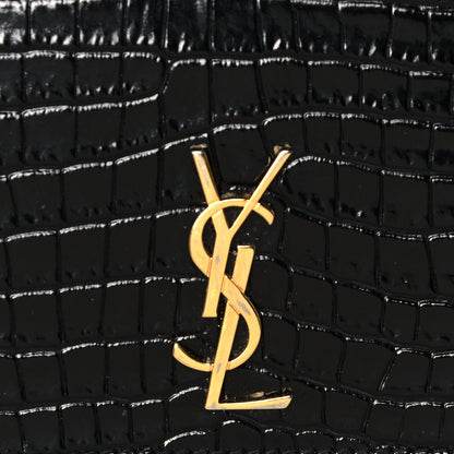 Saint Laurent Crocodile Embossed Monogram Phone Holder Crossbody Black 7 of 14